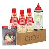 Japanese Mayo – 3x Mayonnaise Squeeze - 12OZ Bundle with Sauce Bbq Yuzu Japanese - 17OZ and Ramen Shoyu Japan - 3.88 OZ – Creamy, Citrus & Umami Condiment and Noodle Set – Gift Set (5 Items)