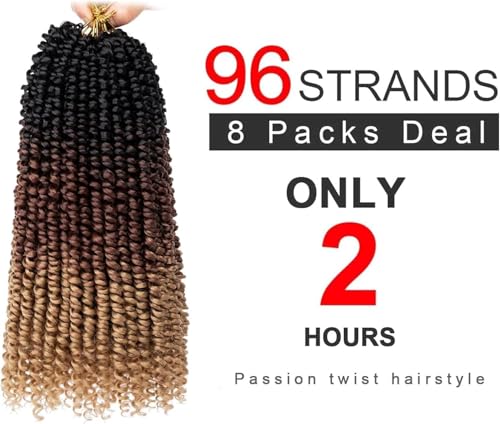 Xtrend 12 inch Short Pre twisted Passion Twist Hair 8Packs 3Tone Bohemian Pre Looped Synthetic Natural Hair Crochet Braids Passion Twist Hair for Black Women 12 Strands/Pack 1B3027# - Image 4