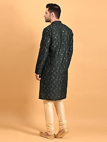 Image of Uri and MacKenzie Embroidery Silk Men's Kurta Pyjama Set