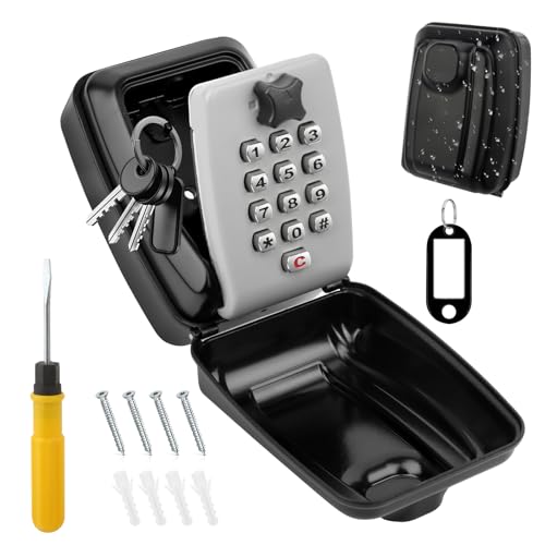 TNEDFOD Grande Caja de Seguridad para Llaves, Cajade Seguridad para Llaves Combinación con de 12 Codigo, Caja para Custodia de Llaves Pared Impermeable para Hogar, Garaje, Oficina