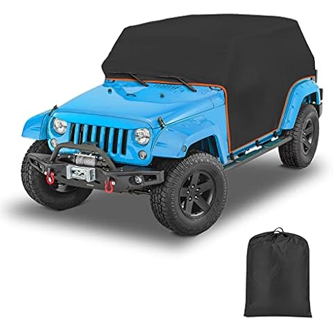 SUPAREE Cab Cover fits 2007-2023 Jeep Wrangler JK JKU JL JLU 4 Door Mirror Top Removed Exterior Accessories, Rain Cover Waterproof 4 Door with Windproof Hook for Snow Rain Hail Sunshine Protection Cover