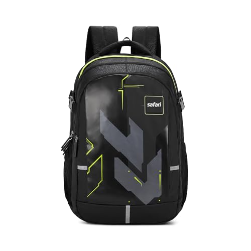 Image of Safari Terra 2 37L Casual Printed Backpack, school bag for boys and girls, college bag, office bag, travel bag for men and women, 3 compartments, Raincover, Bottle holder, Front pocket, Color- Black