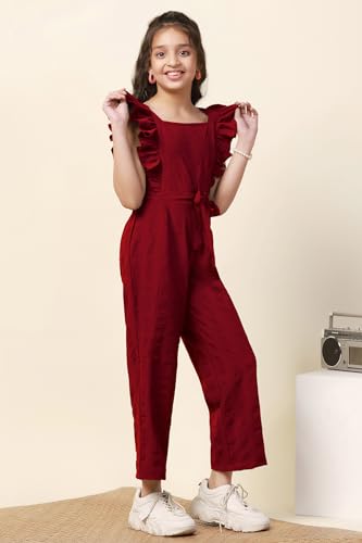 Image of Fashion Dream Girl's Cotton Blend Ankle Length|Jump Suit Set for Girls