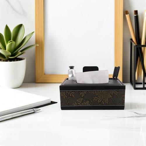 Boîte à mouchoirs multifonction avec rangement télécommandes et stylos