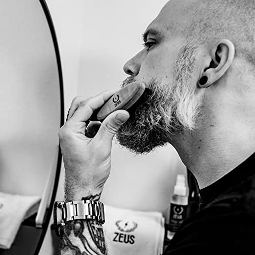 Zeus Boar Bristle Beard & Mustache Brush For Men, 3.5" Firm-Bristle Small Travel Beard Brush - Made In Germany #TOP4