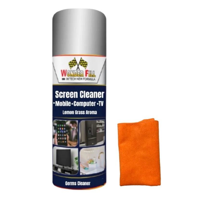 Wonderfill Screen Cleaner Kit for Mobile, Laptop, Desktop, TV Cleaning Spray with Free Microfibre Cloth