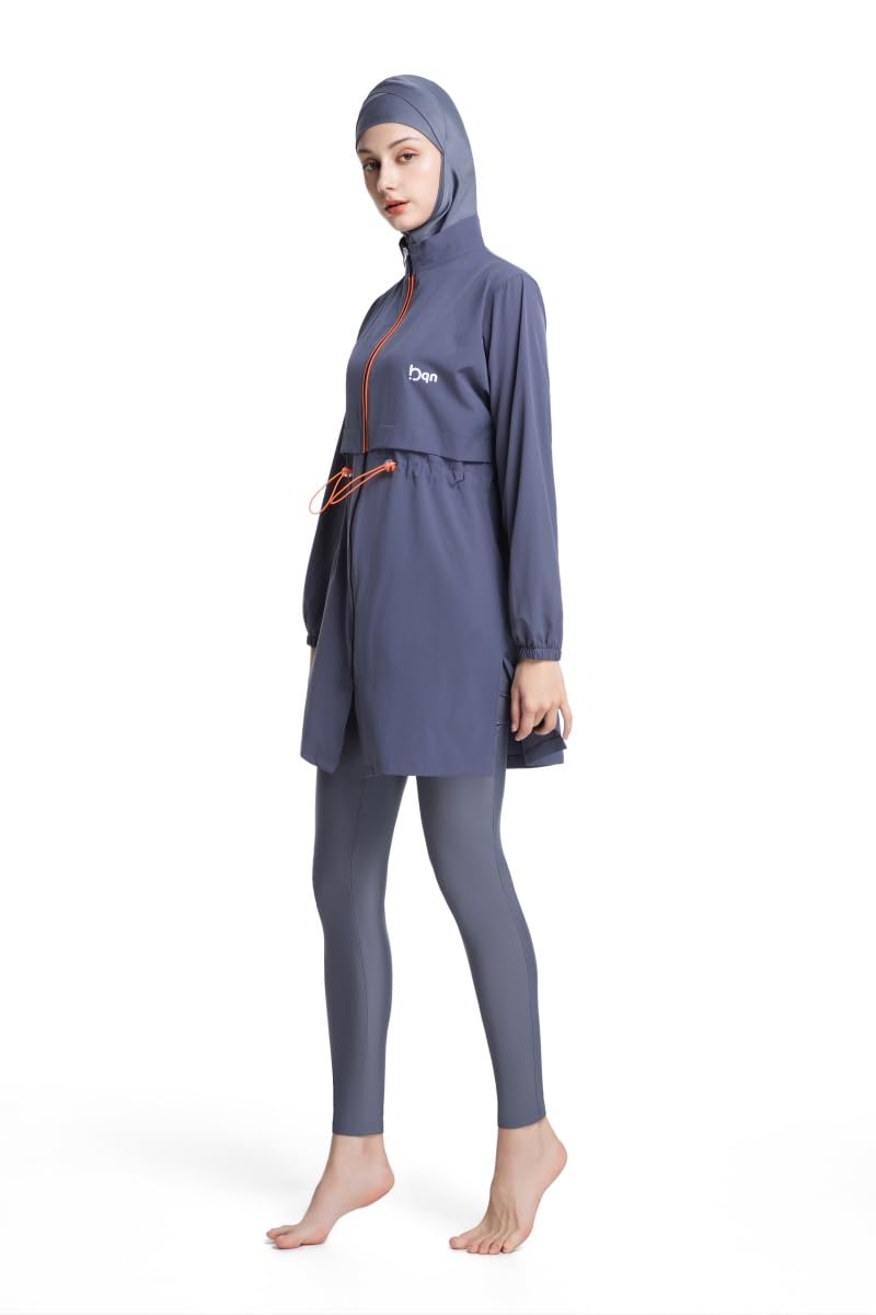 Costume intero coprente donna con cappuccio, maniche lunghe e pantaloni, morbido e ampio,immersione