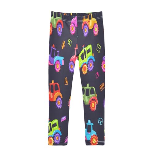 Bolaz Toddler Girls Leggings Printed Yoga Pants Leggings Blue Green Car Tractor for Kids