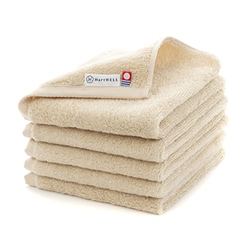 ハートウエル 今治タオル もこもこ365 ウォッシュタオル 今治 日本製 タオル 無地 シンプル カラータオル 5枚セット アイボリー
