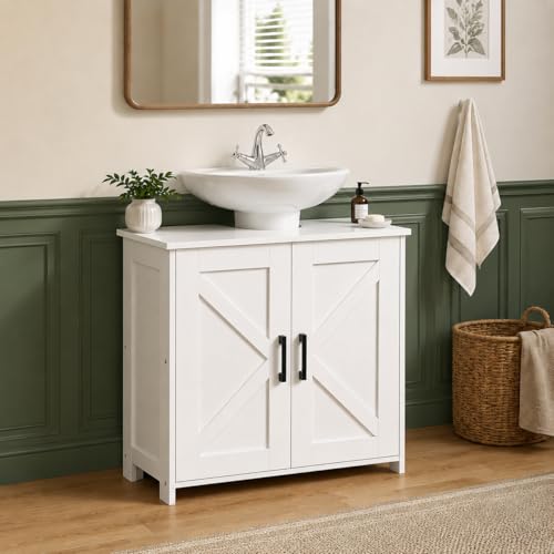 23.6 W Farmhouse Pedestal Sink Storage Cabinet with Adjustable Shelf