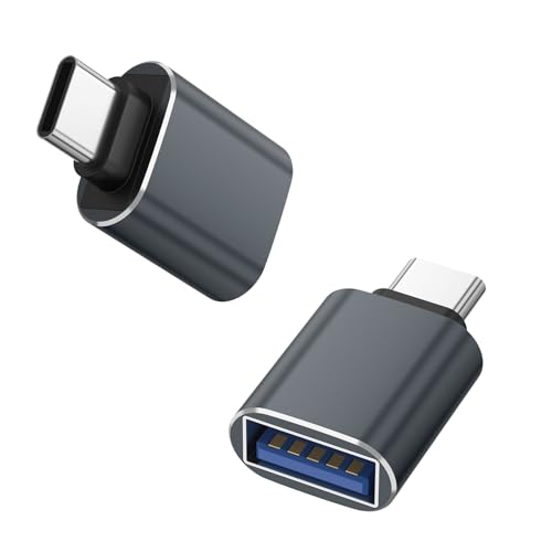 Mugust Adaptador USB C a USB 3.0,2 Pack USB C Macho a USB Hembra Convertidor para iPhone 16 Pro MAX MacBook Air iPad Galaxy Huawei(Gris)