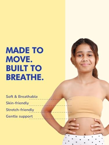 Image of mackly Girls Beginners Tube Bra (Pack of 2) | Soft Cotton Strapless Training Bra for Girls | Seamless, Non-Padded, Full Coverage | Ideal First Bra for Layering, School & Off-Shoulder Outfits