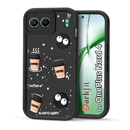 Image of Back Case Cover Compatible with OnePlus Nord 4 5G | Cute Fun Cartoon Ball 3D Coffee Silicone Case | Body Protection | Camera Protection | Shock Proof | Color Black | Pack of 1