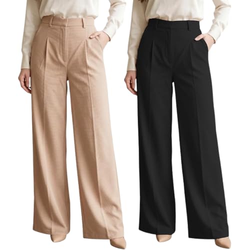 Image of GRECIILOOKS Trousers for Woman | Womens High Rise High Waist Flared Korean Style | Formal Pant for Women Office Wear| Track Pants for Womans Elegant for College & Events (Available in Plus Size)