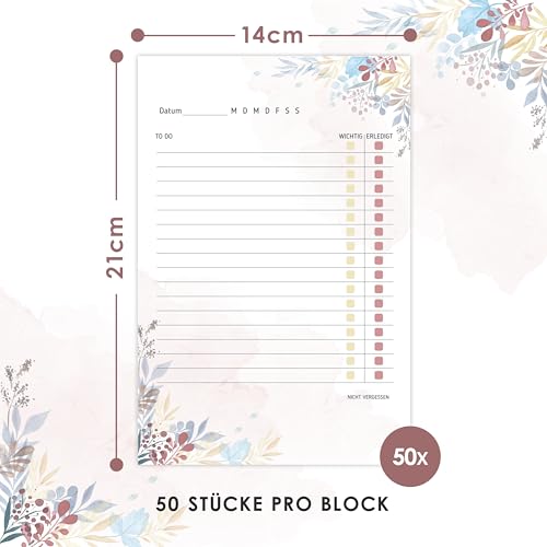 BIROYAL 2er Set To Do Listen Block 100 Blätter - A5 To Do Block mit gelochten Seiten - Notizblock für Todo-Listen, Notizen und Einkaufszettel