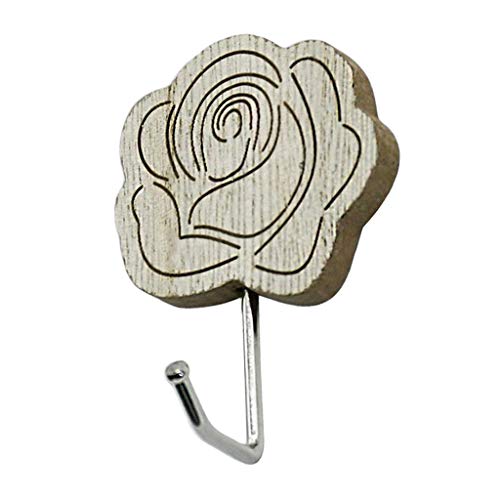 Baoblaze Flor De Madeira De Estilo Vintage/Coração Forma Gancho De Parede Ganchos De Casaco Em Casa