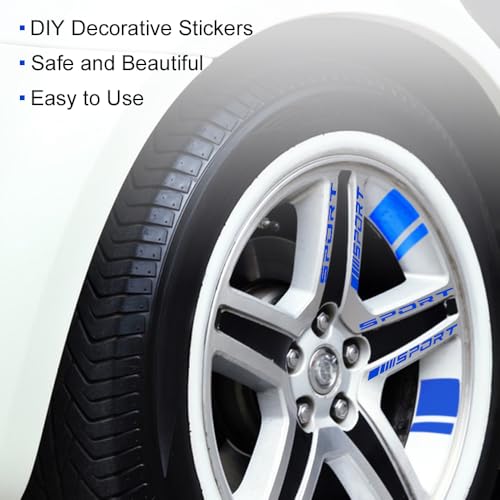 Image of 14 PCS Rim Decal Stripe for 18-21 Inch Wheels - Reflective Car Wheel Accessory, Available on Most Models (Blue)