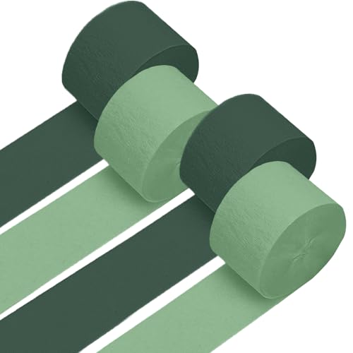 Image of 4 Crepe Paper Streamers Rolls, 328ft Sage Green Crepe Paper for Birthday Baby Shower Gender Reveal Wedding Party Decoration (1.8 inch x 82 ft /Roll)