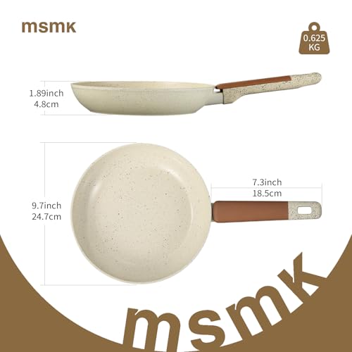 Image of MsMk 9.5 Inch Ceramic Nonstick Frying pan, Beige Cooking Pan Skillet