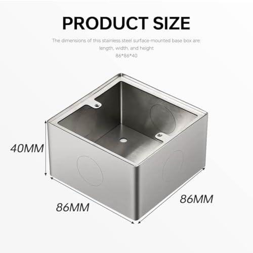 Acmerota 2 Stück Edelstahl Aufputzgehäuse Aufputzrahmen Aufputz-Rahmen Edelstahl für Einzelflächen Lichtschalter Ethernet-Kabel-Netzwerkbuchsen 86 x 86 mm - 40 mm Tiefe