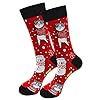 PUTUO Calcetines Divertidos Hombres Regalo Navidad: Calcetines de Algodón de Coloridos de invierno Hombres Calcetines de Papá Noel, 39-45