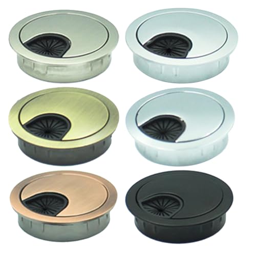 ROMISBABA Tapa Pasacables de Escritorio de Aleación de Zinc 60 MM Juego de 6 Unidades Cubre Orificios para Cables Oficina y Mesa Organización Segura y Ordenada para Espacios de Trabajo
