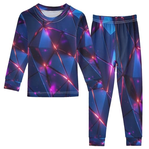 Pajama Sets Long Sleeve Abstract Geometric Pattern Soft Comfy Sleepwear 2 Piece PJS 3-8T