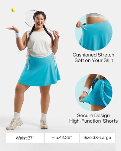 Image of Women's Tennis Skorts with 2 Pockets Plus Size Golf Skirts High Waisted Pleated Athletic Skirt for Pickleball Running