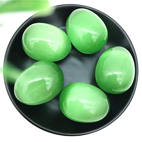 GEAMLA Cristal Naturel Brut 1PC Big Green Cat's Eye Stone Oeuf en Forme De Spécimen Gemstone CrystalReiki Pierres Naturelles Et Pierre