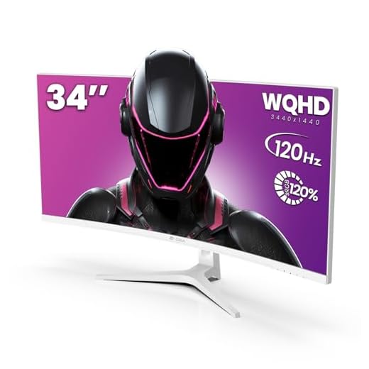 CRUA 34" Curved Gaming Monitor, WQHD 3440x1440, 120Hz Computer Monitors, 1500R VA Screen, 120% sRGB, AMD FreeSync, Blue Light Filter, HDMI 2.0 & DP 1.4, Wall Mountable Installs- White