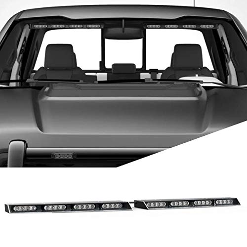 Speedtech Lights Raptor-X Tir Upper Windshield Interior Split Led Strobe Visor Light Bar Emergency Lights For Vehicles And Police With Cigarette Lighter Plug Controller - Amber/Clear Alternating #TOP5