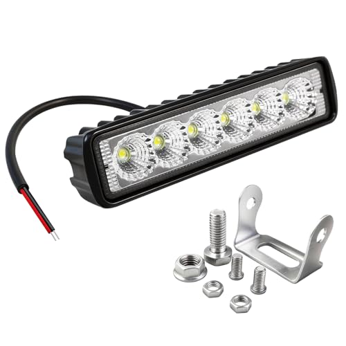 GZ5CG 6 Inch Led Light Bar Flood Beam Aluminum 6000K White 18W Waterproof 12V 24V Offroad Driving Light Fog Light for Motorcycle Car Truck SUV ATV Golf Cart Tractor Boat 1 Pack
