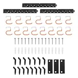 QUARKZMAN Portaherramientas de Jardín Kit, Soporte Plástico de Pared Empalmable con Ganchos Naranja para Herramientas Colgador para Escobas Fregonas Sótano Garaje, 120cm Largo Total