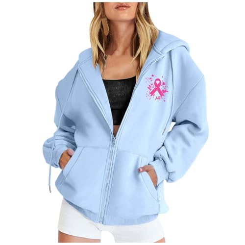Sweat à capuche femme zippé avec cordon pull imprimé sensibilisation - 2