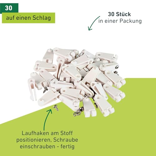 Windhager Laufhaken zur Befestigung von Sonnensegel oder Seilspannmarkise, 30 Stk Set mit Edelstahlschrauben