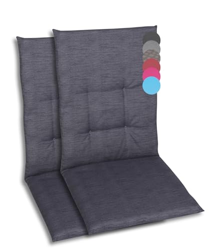 GO-DE Textil Bequeme und attraktive Polsterauflagen für Mittellehner-Gartenstühle (2er-Set, Uni Anthrazit, Mittellehner)