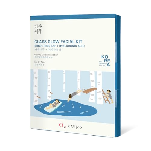 O3+ Mijoo Korea Glass Glow Facial Kit with Birch Tree Sap & Hylaluronic Acid – Ideal for Dry Skin