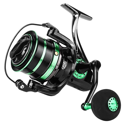 RUNCL Fishing Reels Spinning – Long Distance Casting Saltwater Spinning Reel, High Capacity, 12+1 Bearings, Max Drag 45 LBS, 4.1:1 Gear Ratio – Durable Casting Reel for Fishing