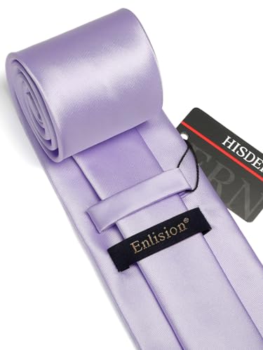 Image of Enlision Mens Ties Solid Color Satin Necktie Ties for men Handkerchief Cufflinks Pocket Squares for Wedding