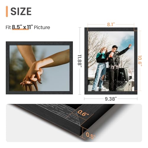 Image of upsimples 8.5 By 11 Picture Frame, Wall Gallery Photo Frames with Engineered Wood, Black 1 Pack