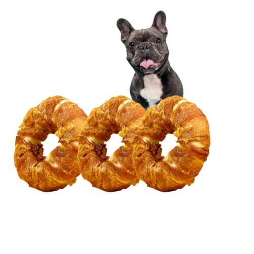 Yoguro Beefhide Dog Chews Natural Long Lasting for Small Dogs, Beefhide Dog Chews for Medium Dogs, 3 Pieces, Chicken Wrapped in Cowhide,Rawhide Dog Treats Without Additives