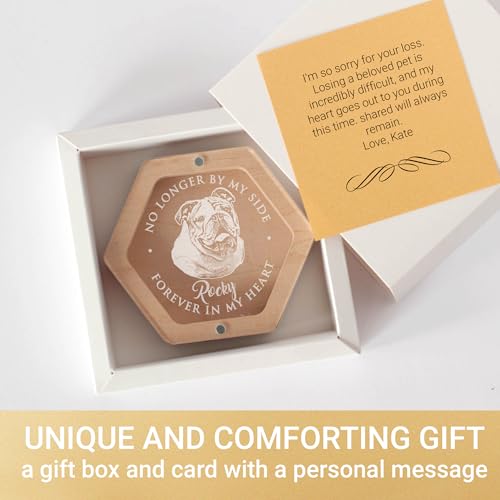 Image of Personalized Pet Hair Keepsake Box for Dog and Cat Fur - Engraved Wood Memorial Box - Unique Customized Gift for Loss of Furry Friend Wooden (Light Diamand Clear Lid, With Photo)