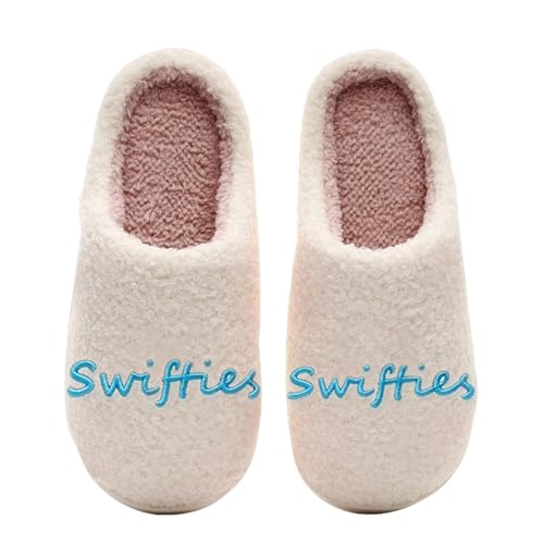 Womens Mens Swifties Slippers Plush Memory Foam Home Slippers Indoor Outdoor House Shoes Blue 43-44