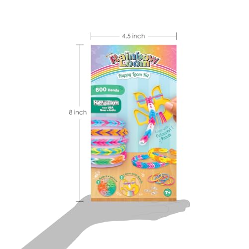 Image of Imagimake Happy Loom Kit | DIY Return Gift | Craft Kit for Girls Age 7+ | Happy Loom bracelet kit: 1 loom tool, 600 colourful bands & clips; weave friendship bracelets to wear, gift & swap; girls 7+