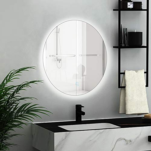 Sutop Bathroom Mirror Round LED Lights Mirror Modern Wall Mounted Vanity Mirror 24 inch?Dimmable Makeup Mirror? IP44 Waterproof?