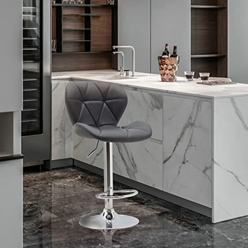 KIREINAKAWA Bar Stools Set of 2 Counter Height Brastool with Backrest and Footrest, PU Leather Adjustable Kitchen Stool for Bar,Kitchen Island,Dining and Counter, Sillas para Barra De Cocina, Gray - Image 8