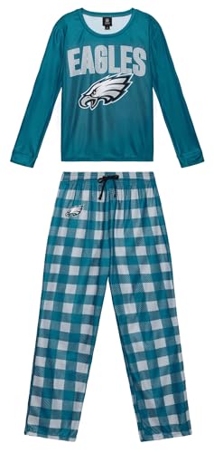 FOCO NFL Pick Your Team Women's Pajama Set with Checkered Pants