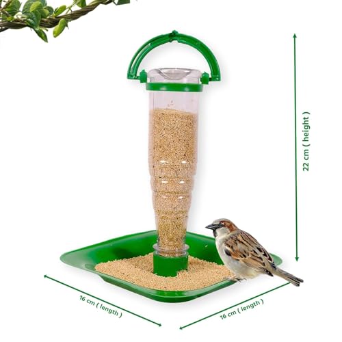 Image of Ayushi Nano Bird Feeder for Food (Green, 2 Piece)