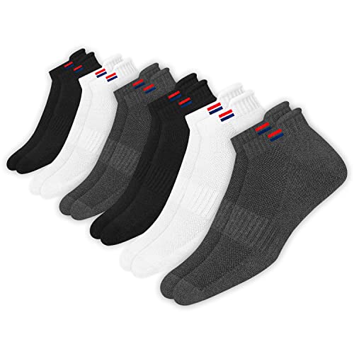 Men's Low Cut Athletic Cotton Cushion Ankle Socks with Sports Tab, Pack of 62
