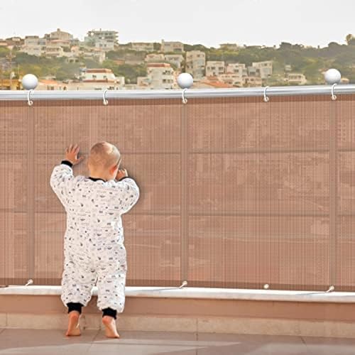 Image of HIPPO Baby Safety Net for Balcony Child Protection Stairway Safety Net Railing Guard for Kids Staircase Protector with Tie-Cords Breathable Fabric Indoor Outdoor Use (1.5MTX3MT, Beige-Brown)